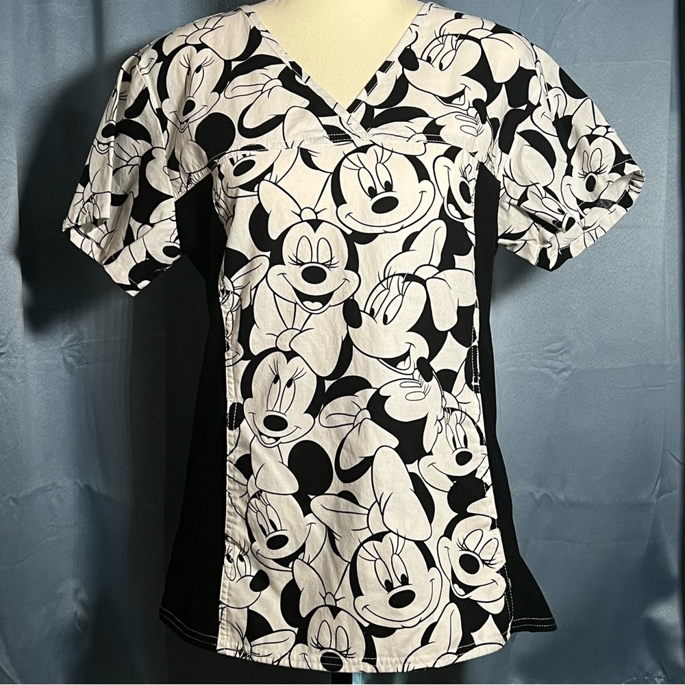 Cherokee Workwear Shirt Scrub 100% Cotton Womens Minnie Large 2 Pockets